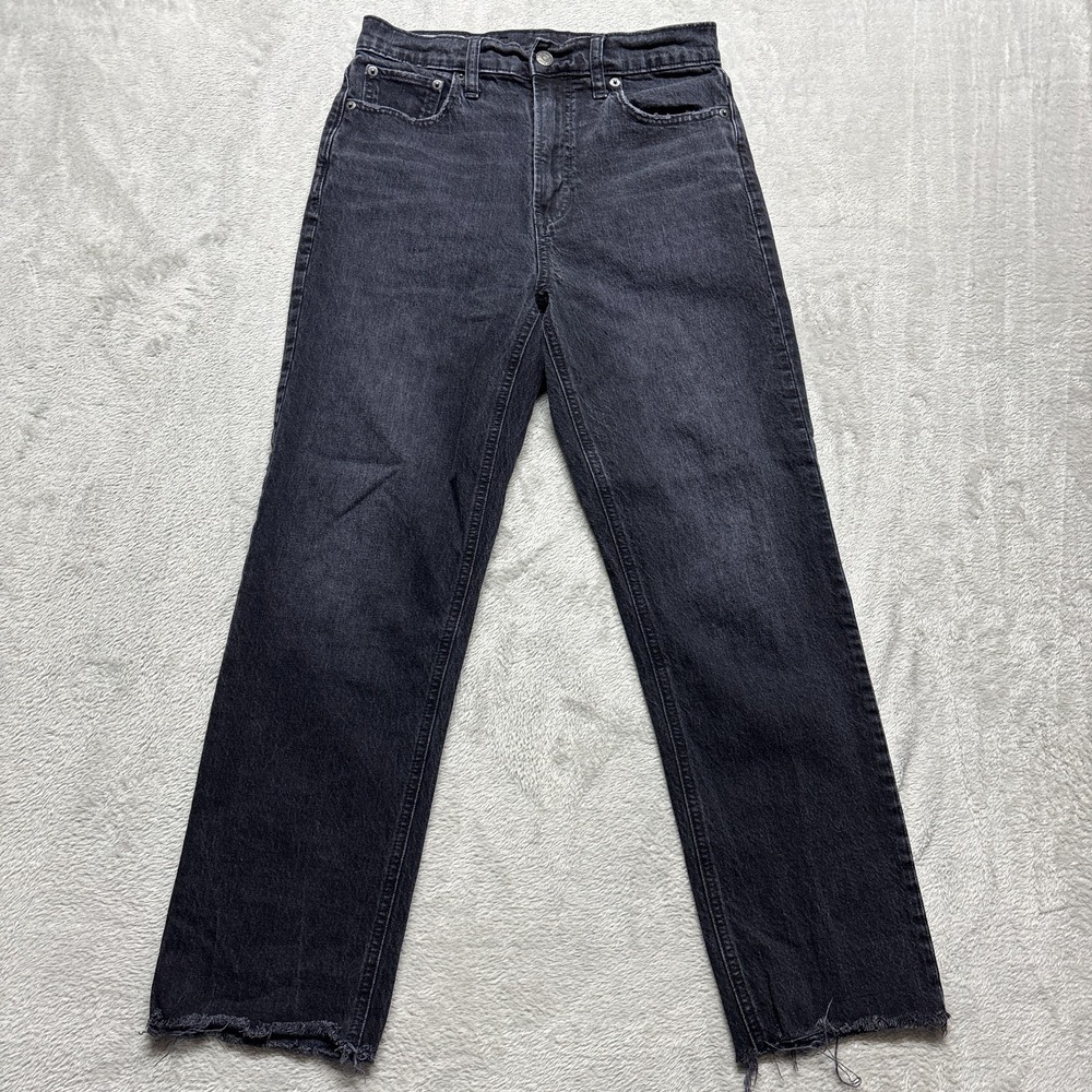 Gap Womens Cheeky Straight Sky High Jeans Size 6R‎ 28x26 Black Crop Denim Fray